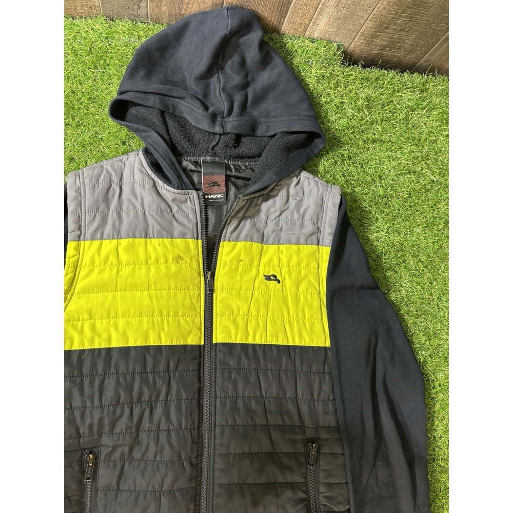 Southpole Hawk Men's Hoodie Jacket‎ Black Gray Yellow Full Zip Size XL